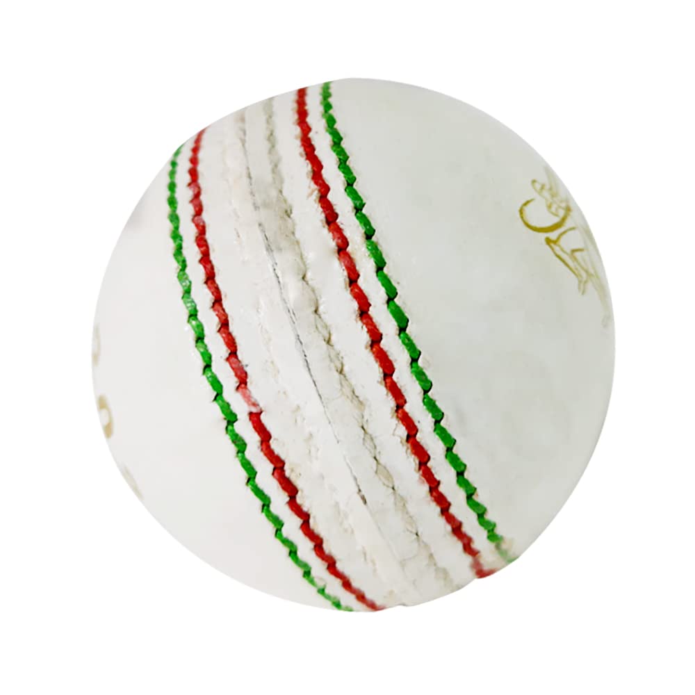 Kosma Leather Cricket Ball for Youth | 5.5 oz / 156 grams (1 Pack) Premium Quality Hand Stitched Leather Ball for Junior Cricket Practice | White Colour