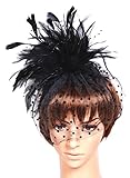 Women Lady Fascinator with Headband Wedding Party Accessory Black