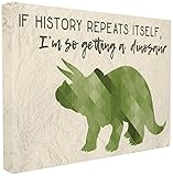 The Kids Room by Stupell I'm So Getting a Dinosaur Green Triceratops Stretched Canvas Wall Art, Proudly Made in USA
