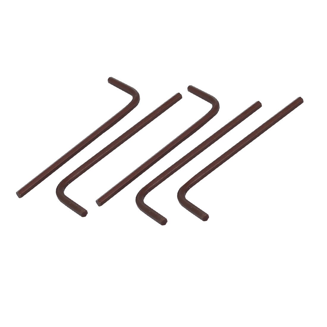 Sourcingmap Hex Key Wrench, 3/32 Inch L Shape Hexagon Head Repair Tool Copper Tone, 5 Pcs (2.2" Length)