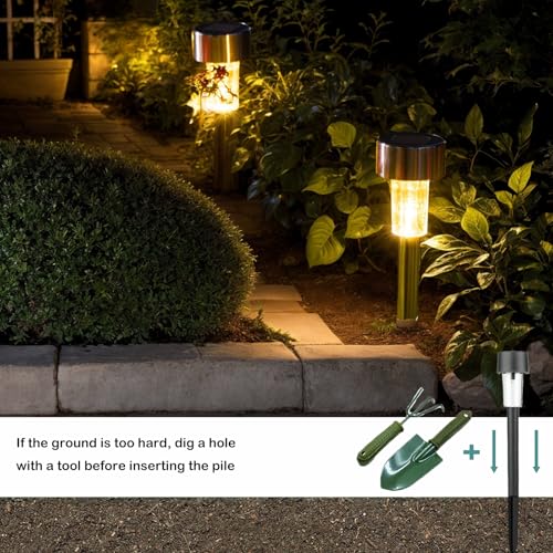 SC-Daily Solar Lights Outdoor Garden Landscape Pathway - 12 Pack Solar Powered Stake Lights - LED, for Lawn Borders Flowerbeds Patio Ideal Driveway and Pathway Lighting for Outside (Warm White)