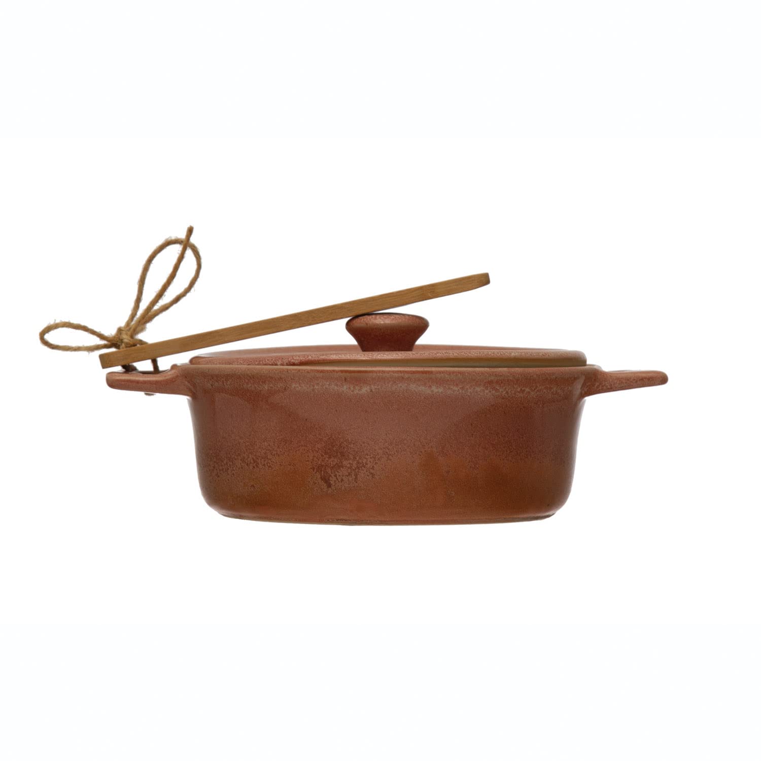 Photo 1 of Creative Co-Op Stoneware Brie Baker with Bamboo Spreader