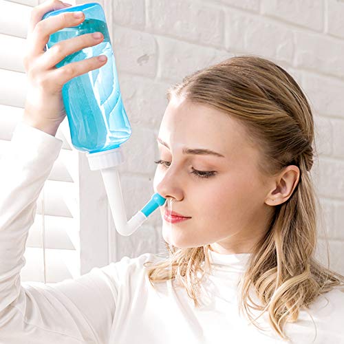 500ml Nasal Rinse Kit Bottle, Perfect for Cleaning Your Sinuses and Nose Allergies, Colds, and General Hygiene, Attom Tech Health Nasal Wash Bottle Soothing Wash(Green)