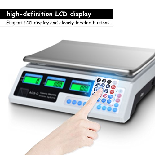 Safstar Electronic Price Computing Scale LCD Digital Commercial Food Meat Counting Weighting Scale 66 Ib Capacity