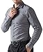 PJ PAUL JONES Fashion Long Sleeve Dress Shirt Casual Button Down Shirts for Men PJ5252 (Dark Grey,L)