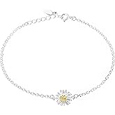 Naturepernulo Cute Daisy Bracelet for Women Silver Daisy Flower Link Bracelet Birthday Jewelry