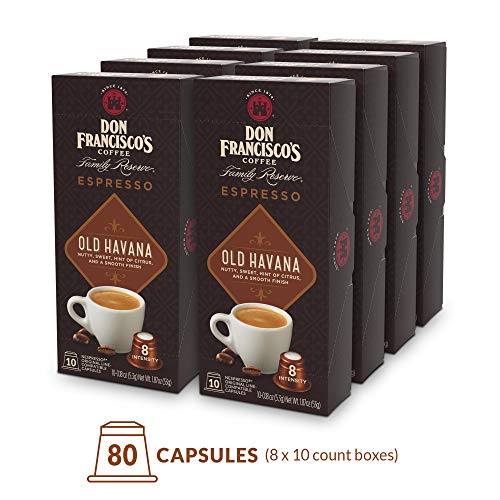 Don Francisco's Espresso Capsules Old Havana, Intensity 8 (80 Pods) Compatible with Nespresso OriginalLine Machines, Single Cup Coffee