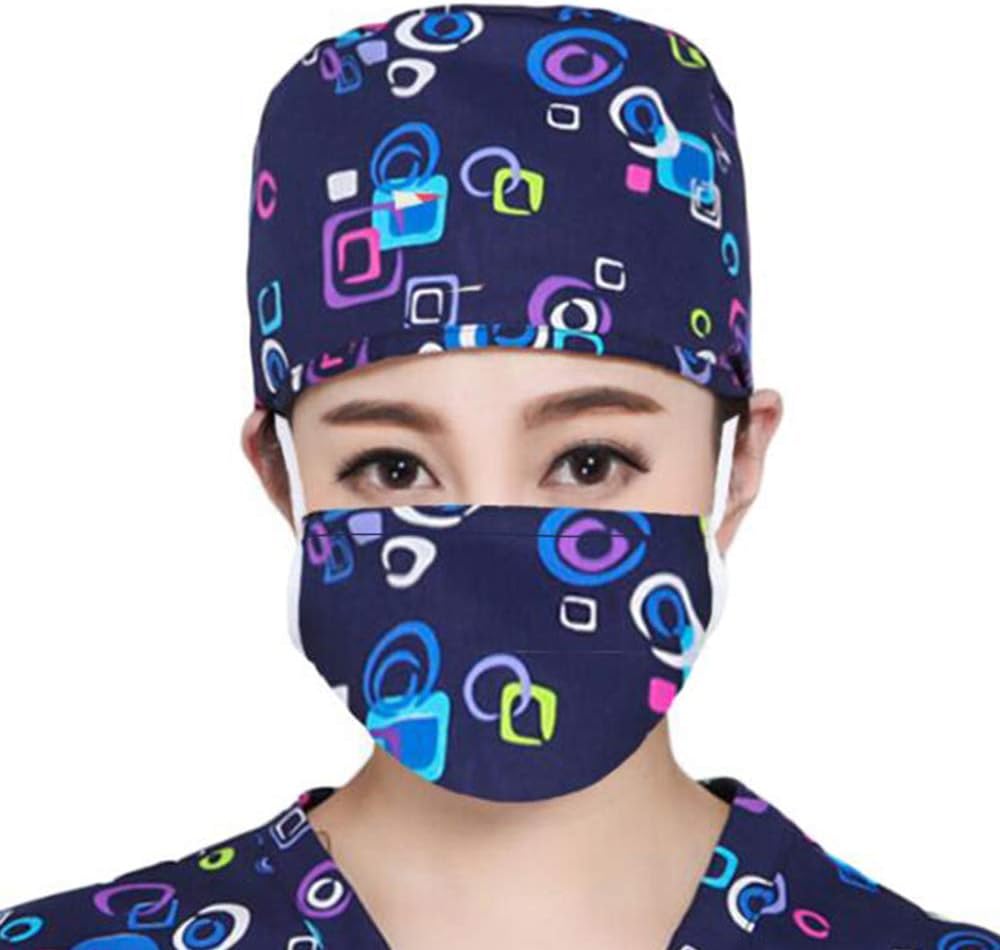 Women Working Cap with Sweatband, Bouffant Hats Elastic Head Covers for Women Men