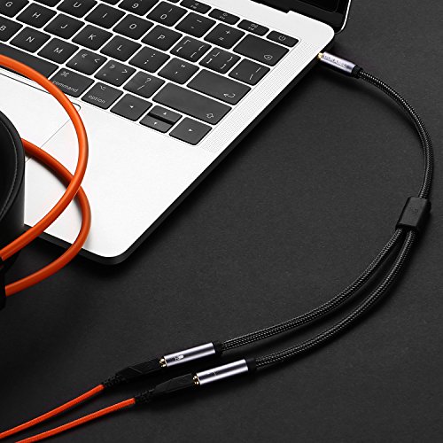 DUKABEL Headsets Splitter Adapter, 3.5mm Jack Separate Headphone & Mic Plug Adapter 3.5mm Combo Audio Adapter Cable for PS4 Gaming Headset PC Xbox One Laptop -<11inch/30CM>