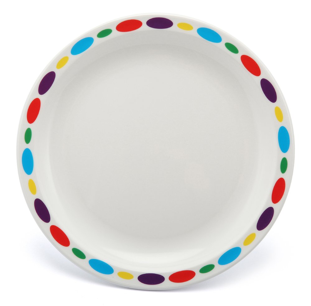 Harfield 23cm Polycarbonate Plastic Rimmed Patterned Plate Pebbles (Pack of 4)