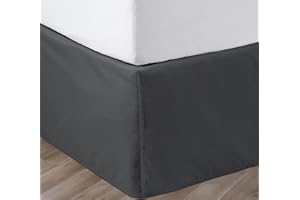 SGI BEDDING SGI 12 Inch Drop Bed Skirt King Size with Platform to Stay in Place Elegant Pleated Design with Split Corners Wrinkle Resistant Fabric for Modern and Stylish Look - Dark Grey