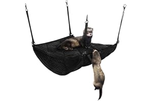 2 Brothers Wholesale Ferret Hammock for Cage - Plush Double Bunk Bed Hanging Clips - Perfect for 2 or More Small Pets! (Rats, Ferrets, Hamsters, Guinea Pigs, Chinchillas & Squirrels) - Black