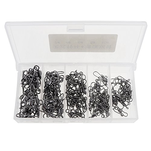 Origlam 96 pcs Pêche Rouler Roulement Pivotant Laiton Corps Pivotant, La Pêche Pivotant Rolling Barrel Connecteur Pivotant, Solide Anneaux Mer émerillons Connecteur Anneaux Interlock Snap