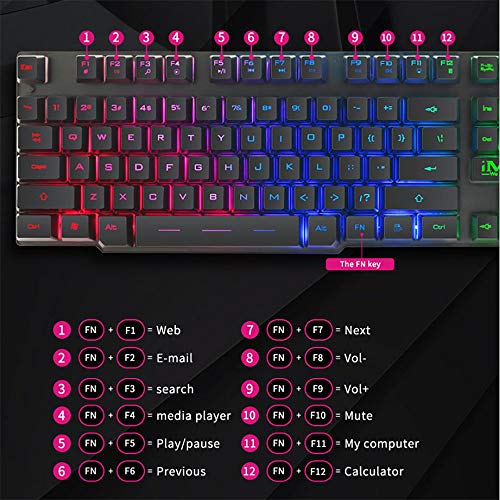 Fashionlook Ak-600 Gaming Keyboard 104 Keycaps RGB Backlit Mechanical Keyboard Game Keyboards with Ru Sticker for Pc Laptop Computer USB Wired Keyboard