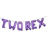 TWO REX Dinosaur 2nd Birthday Party Decorations - Letter Balloons, Rex Dinosaur Party Supplies (Purple)