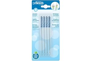 Dr. Brown's Natural Flow Reusable Baby Bottle Vent System and Reservoir Cleaning Bristle Brush,BPA Free,Blue Brushes,4-Pack