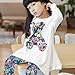 Molil Kids Girls Long Sleeve Irregular Hem Floral Shirt Pants Outfits Set White Large