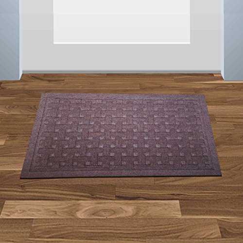 SafetyCare Heavy Duty Rubber Backed Moca Brown Doormat – All Weather Conditions Door Mat – Durable Jute Basket Weave Design Entrance Mat - 23.5 x 15.5 Inches – 2 Pack