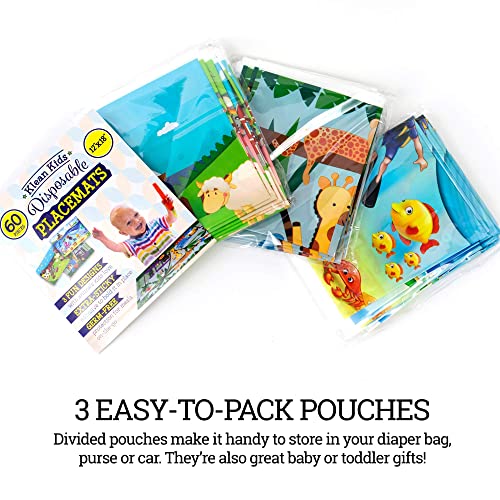 HomeWorthy Disposable Placemats for Baby Cute Animal Toddler Placemat