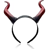 Roffiy Devil Horns Headband for Women & Men- Red Halloween Hairband, Cosplay Costume Horn Hair Hoop, Gothic Devil Horn Hair Accessory for Halloween Parties, Rave, Cosplay (Red)