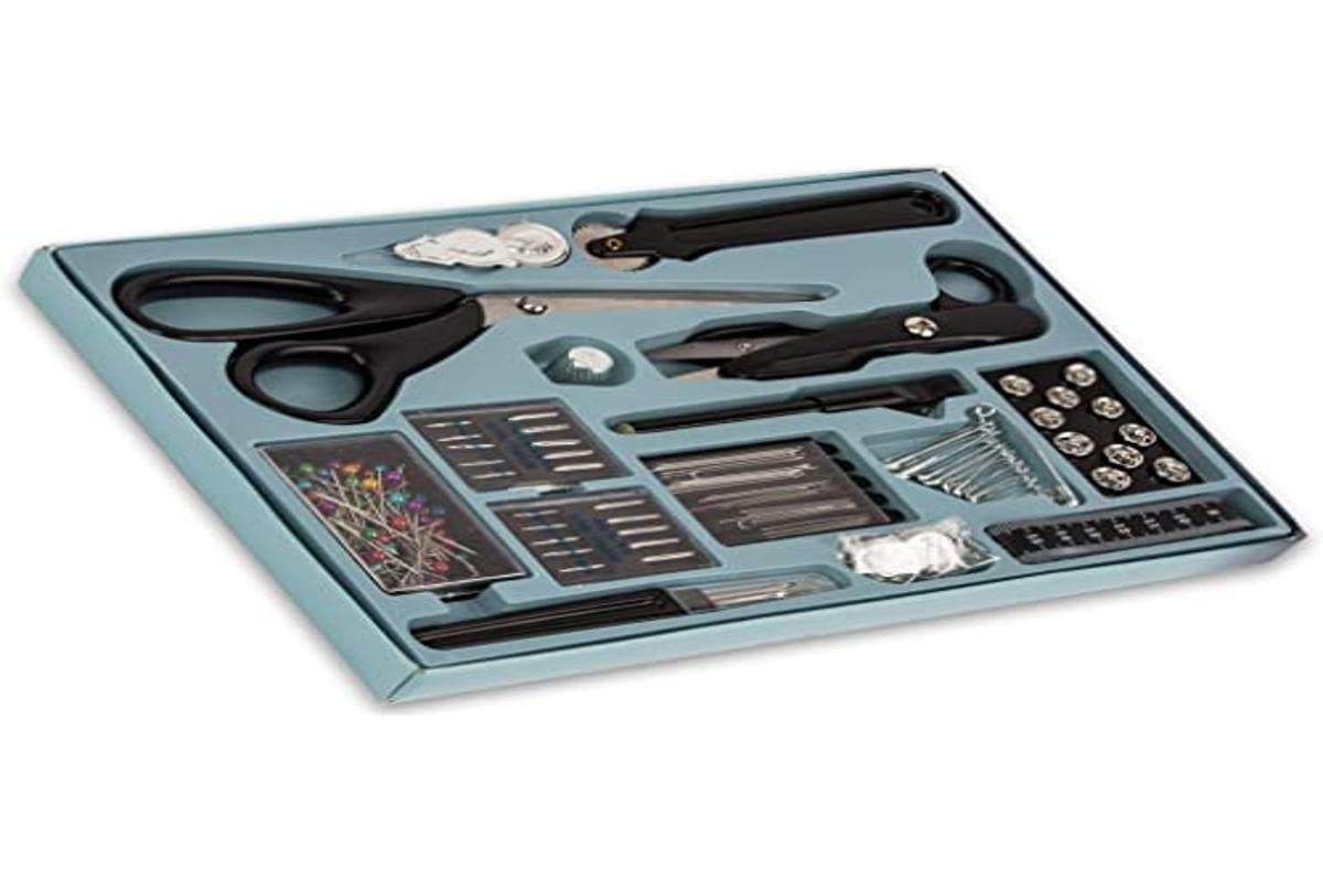 Sewing Kit 143-Piece with Scissors, Seam Separator, Sewing Machine Needles