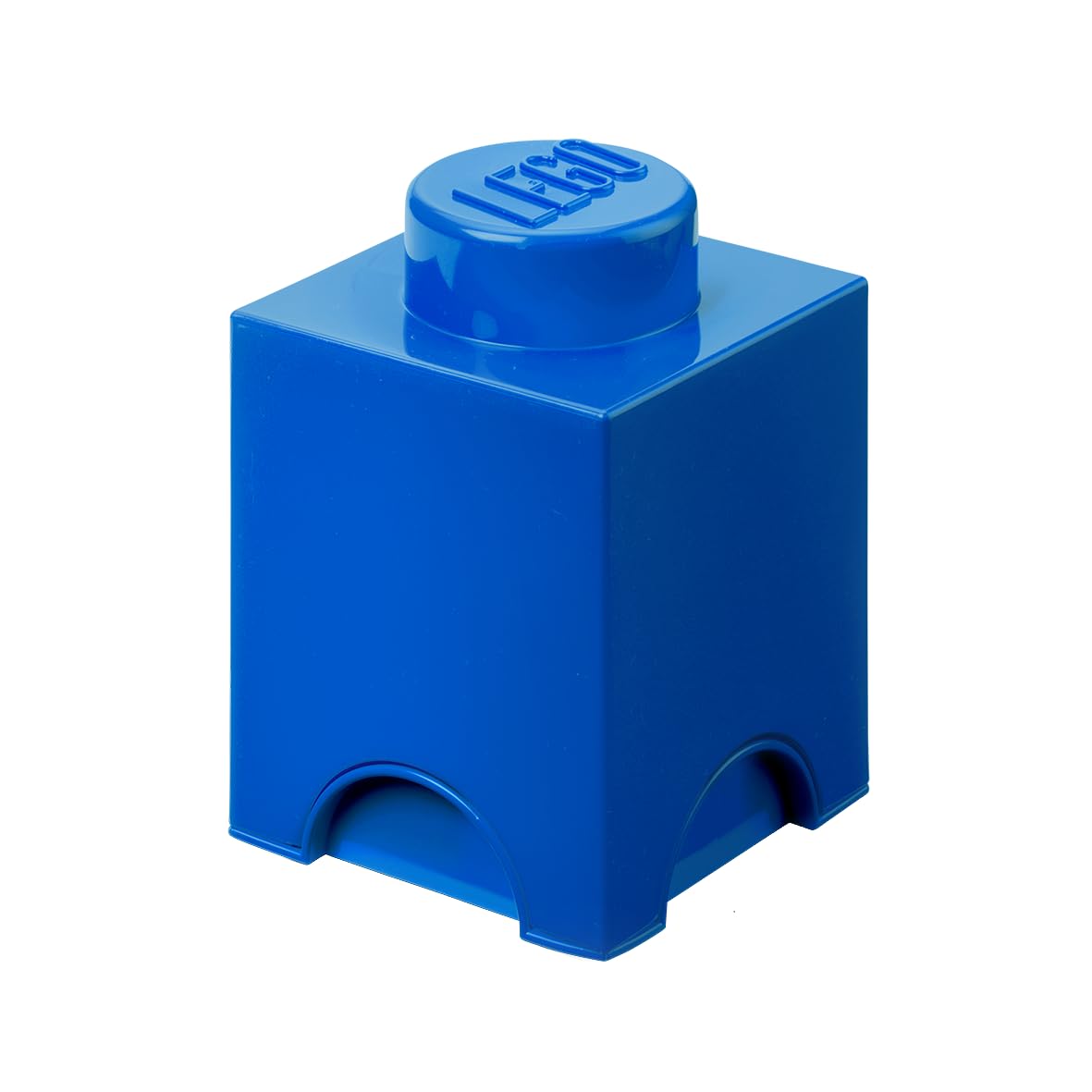 LEGO Storage Brick 1 Knob Blue, Stackable Storage Box 1.2L - Plastic Storage Box with Lid, Desk Organizer and Toys