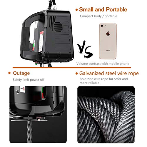 NEWTRY 1100lbs Electric Hoist Winch with Wireless Remote Control 110/120 Volt Portable Power Electric Hoist 16ft/min - Image 6
