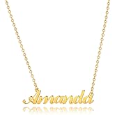 Hidepoo Amanda Necklace - 18K Gold Plated Name Necklace Amanda for Women Jewelry