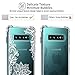 Lontect for Galaxy S10 Plus Case Slim Bumper Cushion Clear Soft Flexible TPU Frame + Hard PC Back Transparent Scratch Resistant Cover Case for Samsung Galaxy S10 Plus, White Lace Flower