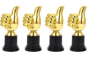 XINYUICEAN 4Pcs Gold Trophy Plus Thumbs UP, Golden Thumb Trophy, Trophies Thumbs up Trophies, Thumb Shaped Trophies Gold Trop
