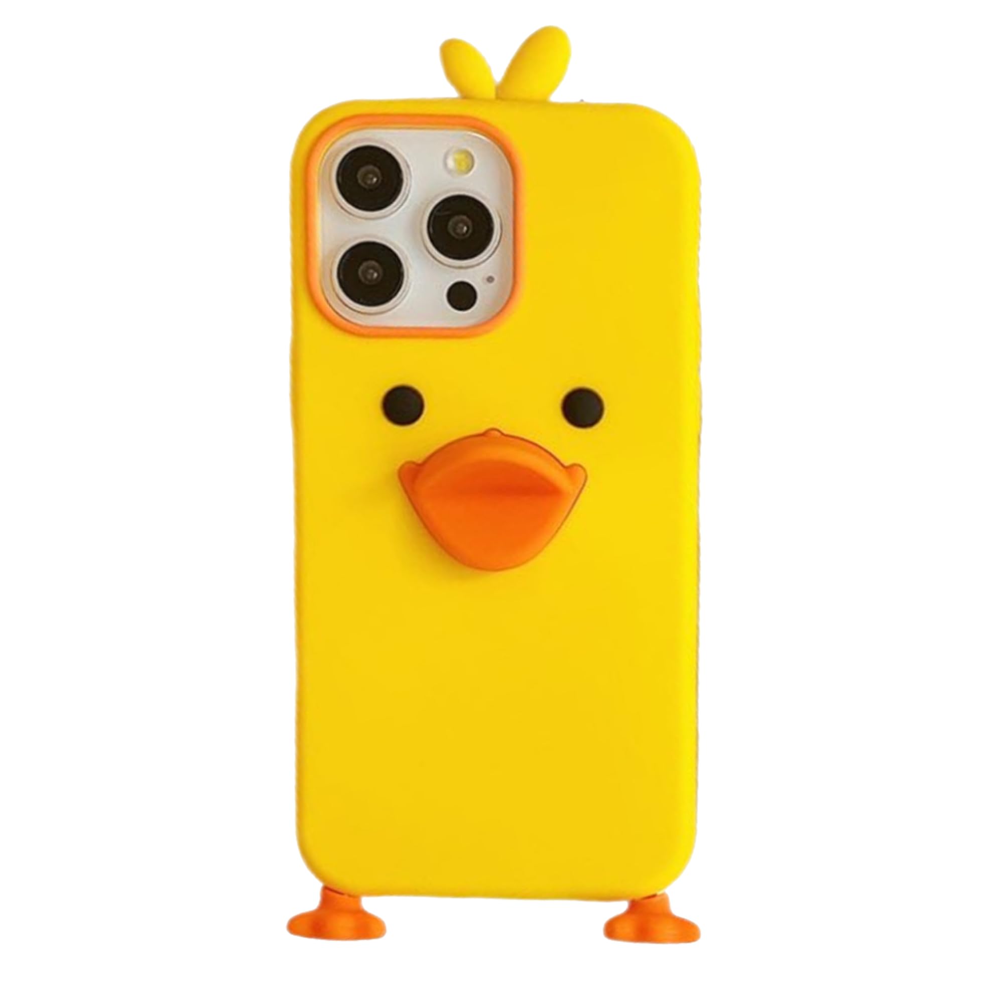 Photo 1 of 3D Duck Case,Cartoon Cute Kawaii Lovely Character Yellow Duck Shape Kids Teens Girls Women Soft Silicone Case for iPhone 14 Pro Max/15 Pro Max 6.7 inch