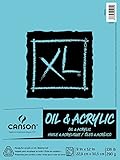 Canson XL Series Oil and Acrylic Paper Pad, Bleed Proof Canvas Like Texture, Fold Over, 136 pound, 9 x 12 Inch, White, 24 Sheets
