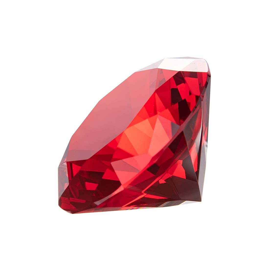 LONGWIN 100mm(3.9") W Crystal Diamond Paperweight Ornament Home Venue Decorations Solid Color Red