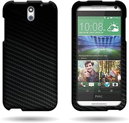 For HTC Desire 610 - Design Hard Case Snap On Cellphone Plastic Cover By CoverON - Black Carbon Fiber