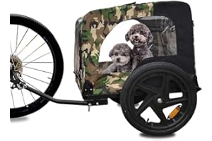 HomVent Dog Bike Trailer - Folding Pet Carrier Wagon with 16 Inch Wheels for Small and Large Dogs