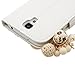 S4 Case,Galaxy S4 Case - Mavis's Diary 3D Handmade Bling Crystal LOVE Heart Pendant Sparkle Glitter Rhinestone Diamond Flowers PU Leather Wallet Type with Magnetic Clasp Credit Card Holder Design Folio Case Cover for Samsung Galaxy S4 I9500 I9505 SPH-L720 SGH-I337with Soft Clean Cloth (White)