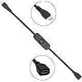 Raspberry Pi Power Swtich, iUniker Raspberry Pi 3 Power Supply Cord Pi 3 Power Switch Cable Push On Off for Raspberry Pi 3,Pi 2,Zero /w (MicroUSB Female to Male)
