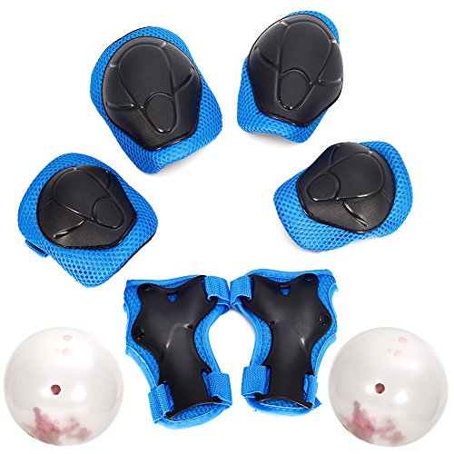 Yooan Sports Protective Gear Safety Pad Safeguard (Knee Elbow Wrist) Support Pad Set Equipment for Kids Roller Bicycle Bike Skateboard Protector Guards Pads.