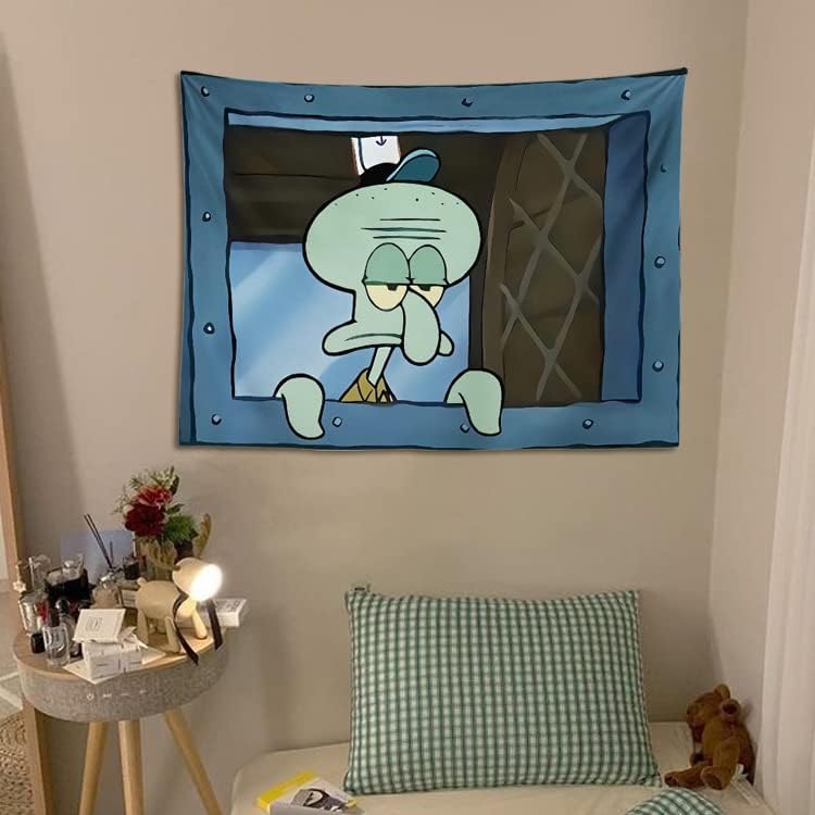 Tapestries - CIICD Funny Octopus Cartoon Tapestry Wall Hanging Window Design for Bedroom Home Decor Size 40x28 Inches