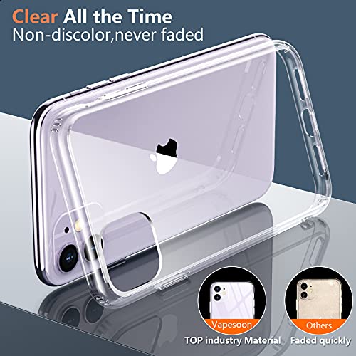 Vapesoon Designed for iPhone 11 Cases, Crystal Clear Phone Case [Not Yellowing] [Military Grade Drop Tested] Shockproof Protective Case Slim Thin Cover for iPhone 11(6.1\'\') (Clear)