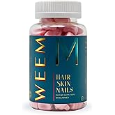 WEEM Hair Skin and Nails Gummies - Supports Healthy Hair - Vegan biotin Vitamins for Women & Men Supports Faster Hair Growth, Stronger Nails, Healthy Skin, Extra Strength (1)