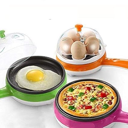 RYLAN Multifunctional 2 in 1 Electric Egg Boiling Steamer Egg Frying Pan Egg Boiler Electric Automatic off with Egg Boiler Machine Non-Stick Electric Egg Frying Pan (Multi)
