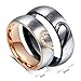 LAVUMO Matching Promise Rings for Couples Love You Forever Wedding Bands Sets for Him and Her Half Heart Rings Stainless Steel 6mm with Box Comfort Fit
