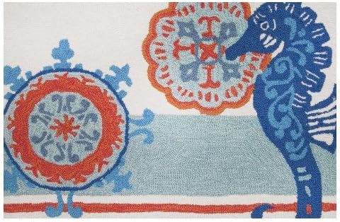 Homefires Accents Seahorse Medallion Indoor Rug, 22 by 34-Inch