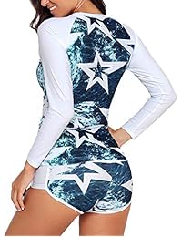 Yateen Traje de baño de dos piezas para mujer, manga larga, protección solar
