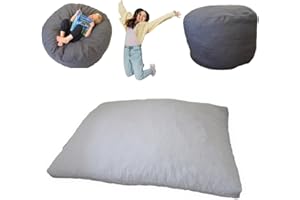 SENSORY4U Crash Pad for Kids Sensory Pad with Foam Blocks - XL (6 Foot X 4 Foot) Grey- Plus Converts to Gray Bean Bag Chair - for Sensory Gym Room with Washable Cover