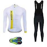 MOXILYN Cycling Jerseys Men Set Bike Clothing for Men Long Sleeve Bike Jacket and Cycling Bibs Pants with 20D Gel Pad