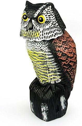Life987 Natural Scarecrow Fake Owl Pest Deterrent with Moving Head – Scare Birds, Rodents, Pests Aways