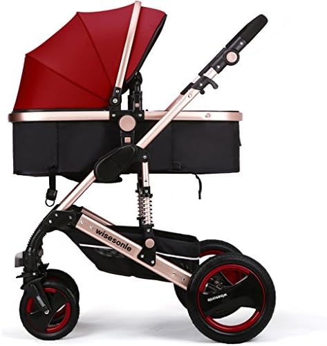 Miami Dress Luxury Newborn Baby Strollers Travel Systems Carriage Toddler Infant Stroller Pushchair Pram Foldable Anti-shock () (Burgundy)