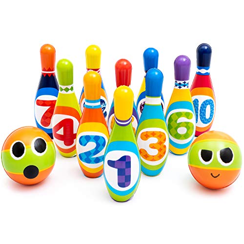 Fun Kids Bowling Play Set by ZenTeck [12-Piece]| Child Safe Lightweight Pins & Balls Sport Game for Boys, Girls, Toddlers, Children| Indoor Developmental Physical Activity No-Noise Family Game - Thumbnail 6